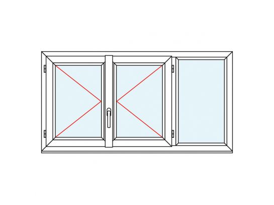 Fenêtre PVC 2 vantaux + un châssis fixe latéral 2