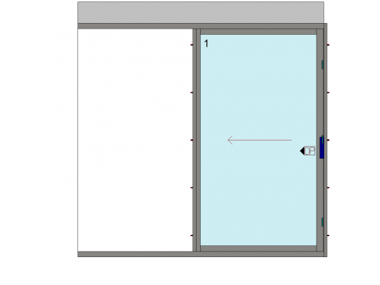 Baie à galandage ALU - 1 vantail 1 rail 1