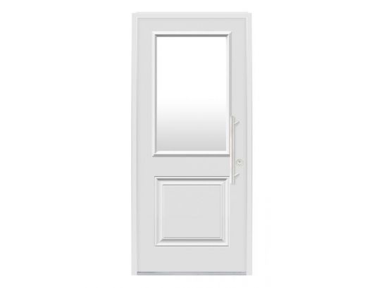 Porte d'entrée Acier mi vitrée 900Lx2150H - Blanc 9016 1