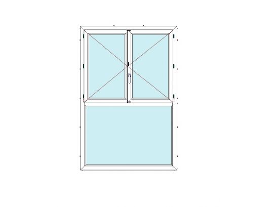 Fenêtre 2 vantaux sur allège fixe vitrée 1