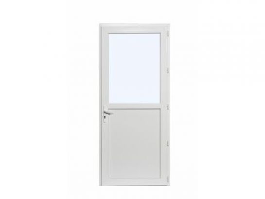 Porte de service PVC standard H 215 x L 080 droite mi-vitrée 1